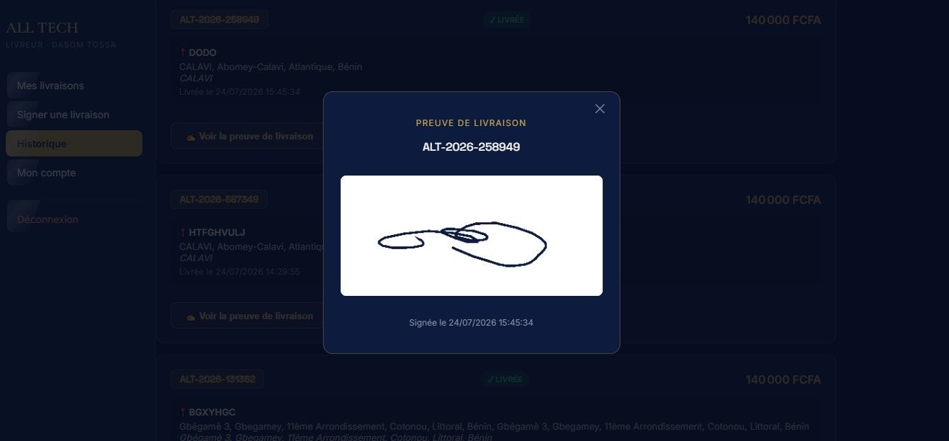 Preuve de livraison avec signature électronique du client